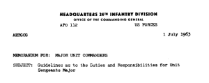 Guidelines as to the Duties and Responsibilities for Unit Sergeants Major title