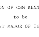 Recommendation of CSM Kennerth W. Cooper to be Sergeant Major of the Army title