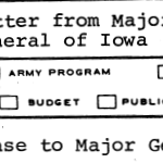 Reply to Letter from Major General May, Adjutant General of Iowa title