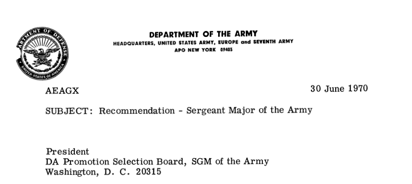 Recommendation- Sergeant Major of the Army title
