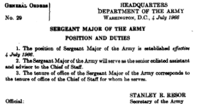 Sergeant Major of the Army Position and Duties header