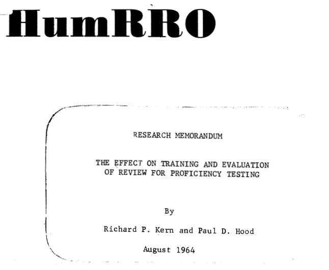 The Effect on Training and Evaluation of Review for Proficiency Testing title